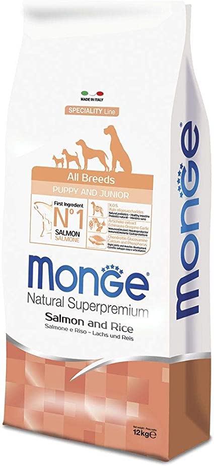 MONGE PUPPY/JUNIOR X 12 KG. SALMONE/RISO